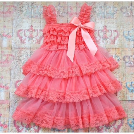 φορεμα "Coral Chiffon & Lace" 