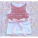 μπλουζάκι white with dust pink chiffon