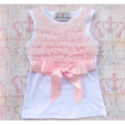 μπλουζάκι white with light pink chiffon