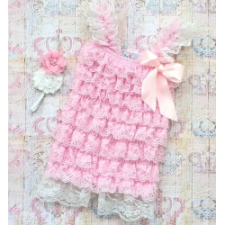 Romper ''Ivory & Baby pink" με κορδελα