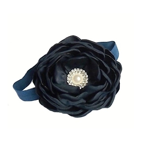 Navy blue rhinestone flower