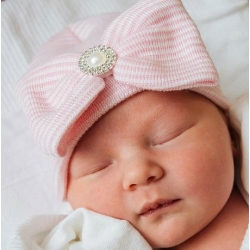 σκουφακι "Newborn'' Pink with rhinestone