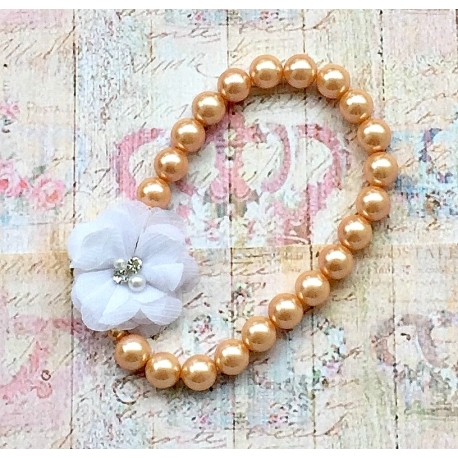 Παιδικο κολιε "Vintage pearls" white flower