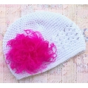 Πλεκτo σκουφακι White & fuchsia marabou 