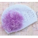 Πλεκτo σκουφακι White & lavender marabou 