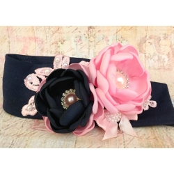 κορδελα μαλλιων "Navy with baby pink" 