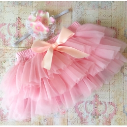 Κάλυμμα πάνας tutu Baby pink vintage με κορδέλα