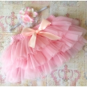 Κάλυμμα πάνας tutu Baby pink vintage με κορδέλα