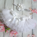 Καλυμμα πανας tutu "White vintage" με κορδελα