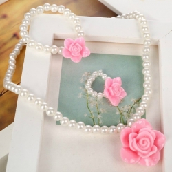 Σετ White pearls with rose