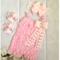 Premium lace romper set Baby pink