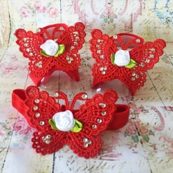 σανδαλια Red butterfly με κορδελα