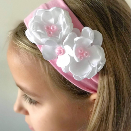 κορδέλα μαλλιών White boutique flowers