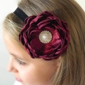 Κορδέλα μαλλιών Burgundy rhinestone flower