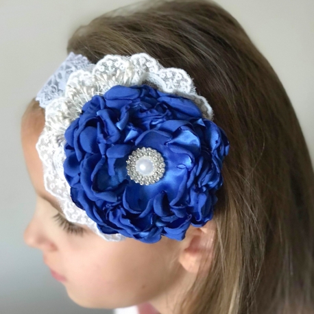 Παιδική Κορδέλα για τα Μαλλιά Blue vintage Λουλούδι