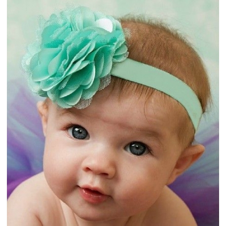 Satin tulle flower '' AQUA MINT'' 