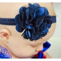 κορδέλα μαλλιών Navy blue satin tulle flower