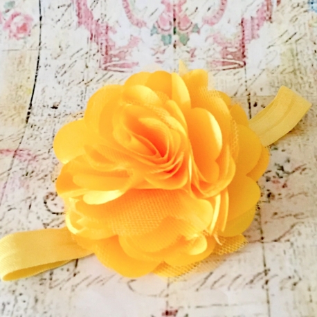 Satin tulle flower ''Yellow''