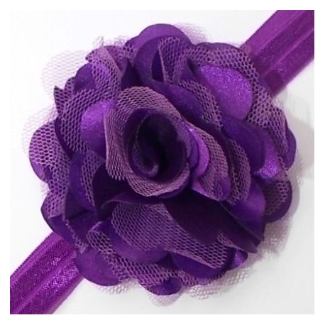 κορδελα "satin tulle flower"purple 