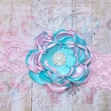 κορδελα "Αqua&Pink" vintage flower