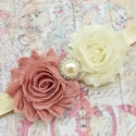Κορδελα "Cream & dust pink roses"