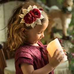 Κορδέλα μαλλιών Burgundy flowers lace bouquet