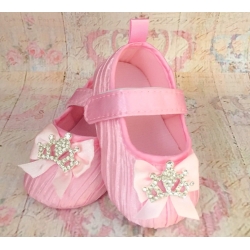 Βρεφικά παπουτσάκια για κορίτσι Princess style σε ροζ