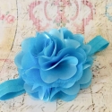 Κορδέλα μαλλιών satin tulle flower aquamarine