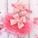 Κάλυμμα πάνας Luxury Coral Pink με κορδέλα