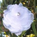 Kλιπ κοκαλάκι μαλλιών white organza flower
