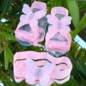 Βρεφικά σανδάλια με κορδέλα ροζ πεταλούδες