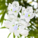 Βρεφικά σανδάλια White butterfly white rose με κορδέλα