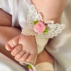 Χειροποίητα ελαστικά Σανδάλια για Μωρά με Κορδέλα σετ με Θέμα την Πεταλούδα
