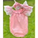 Βρεφικό φορμάκι Pink & lace με κορδέλα