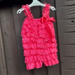 Παιδικό Ολόσωμο Δαντελένιο Φορμάκι Coral red