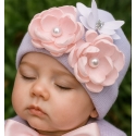 σκουφάκι για μωρό Light pink bouquet