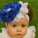 Χειροποίητη κορδέλα μαλλιών Blue vintage flower
