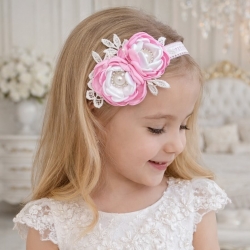 κορδελα μαλλιων Exclusive Pink with White Flowers 