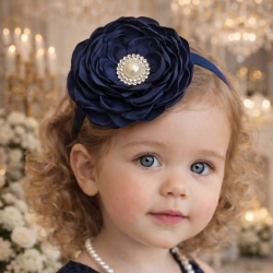 Navy blue rhinestone flower