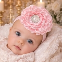 Βαπτιστική κορδέλα μαλλιών Light pink flower