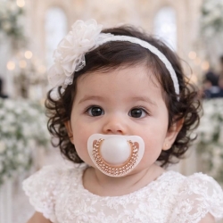 Χειροποίητη πιπίλα Nuk με στράς Champagne