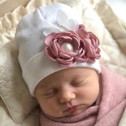 Σκουφάκι για μωρό Dusty pink bouquet