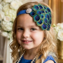 Χειροποίητη Κορδέλα Μαλλιών με Φτερά Peacock