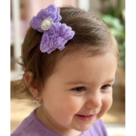 Παιδικό κλιπ κοκαλάκι μαλλιών για κορίτσι Rosette bow σε χρώμα λιλά