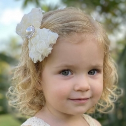 Kλιπ κοκαλάκι μαλλιών Ivory Rosette bow