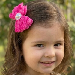 Kλιπ κοκαλάκι μαλλιών Fuchsia Rosette bow