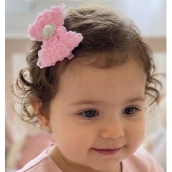 Kλιπ κοκαλάκι μαλλιών Rosette bow ροζ