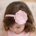 Χειροποίητη Κορδέλα Μαλλιών Pink Lily με Πέρλα