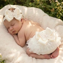 Κάλυμμα πάνας Luxury Ivory white με κορδέλα