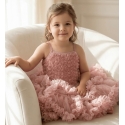 Φόρεμα για κορίτσι Dusty pink rosette με κορδέλα